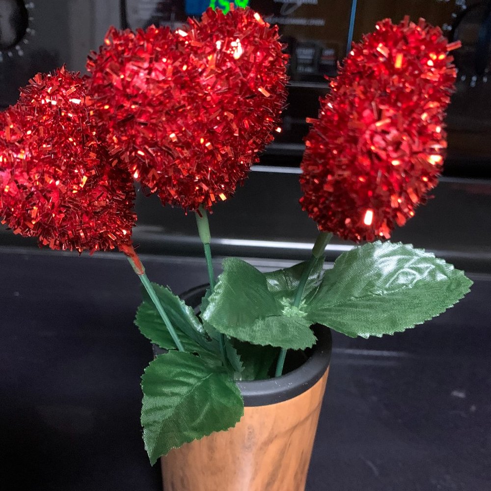 3 Red Glittered Valentine's Hearts